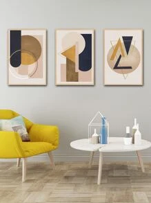 3入組幾何樣式無框畫 - 彩色 - 查看 2