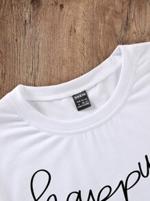 SHEIN LUNE Heart & Letter Graphic Tee Graphic Tees Women Tops - White - View 4