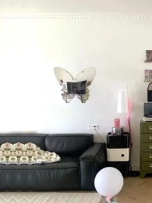 1 pieza Pegatina de pared de espejo en forma de mariposa - Plateado - Ver 3