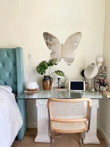 1 pieza Pegatina de pared de espejo en forma de mariposa - Plateado - Ver 5