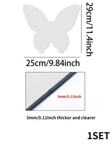 1 pieza Pegatina de pared de espejo en forma de mariposa - Plateado - Ver 8
