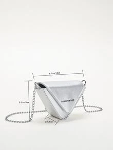 Mini Metallic Letter Graphic Flap Novelty Bag - Silver - View 3