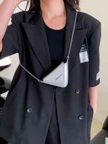 Mini Metallic Letter Graphic Flap Novelty Bag - Silver - View 5