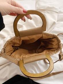 極簡草編包,完美適合夏天海灘旅行度假 - 卡其色 - 查看 4