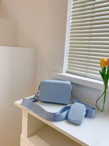 Mini Square Bag With Coin Purse - Baby Blue - View 1