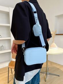 Mini Square Bag With Coin Purse - Baby Blue - View 2