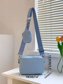 Mini Square Bag With Coin Purse - Baby Blue - View 4