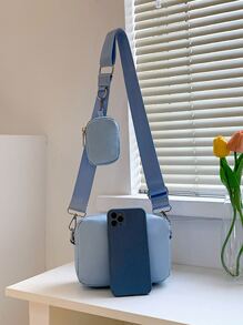 Mini Square Bag With Coin Purse - Baby Blue - View 6