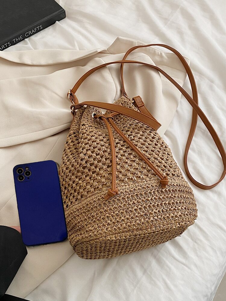 Mini Drawstring Design,Women Bags For Vacation,Holiday,Straw Purse,Straw Beach Bag,Beach Necessities,Beach Essentials,Beach Stuff & Summer Essentials, Best Women Bag For Beach Vibes, Wicker Bag, Eye-Catching Beach Bag Summer