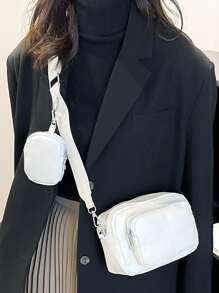 Túi Crossbody Nữ màu trơn Có thể điều chỉnh được không giớ tính - trắng - Xem 1