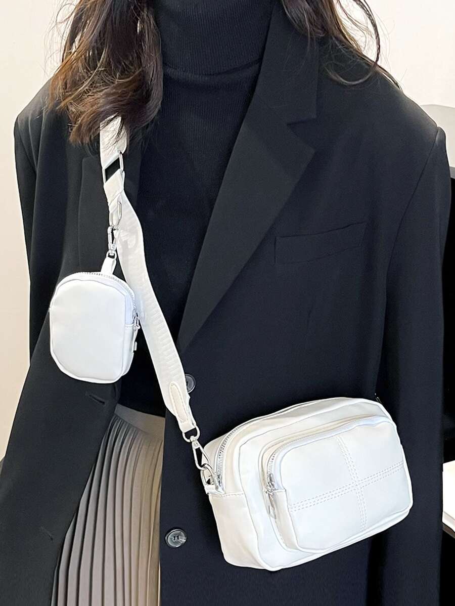 Túi Crossbody Nữ màu trơn Có thể điều chỉnh được không giớ tính - trắng - Xem 1