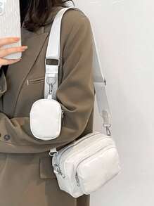 Túi Crossbody Nữ màu trơn Có thể điều chỉnh được không giớ tính - trắng - Xem 2