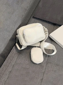 Túi Crossbody Nữ màu trơn Có thể điều chỉnh được không giớ tính - trắng - Xem 3