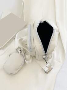 Túi Crossbody Nữ màu trơn Có thể điều chỉnh được không giớ tính - trắng - Xem 5
