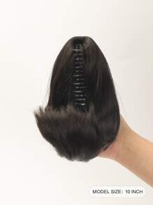 Short Curly Ponytail Synthetic Hair Extension With Claw - Black - View 2