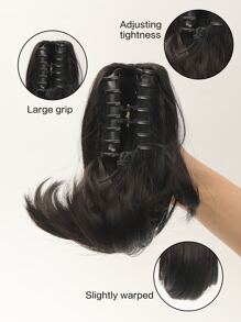 Short Curly Ponytail Synthetic Hair Extension With Claw - Black - View 3