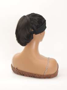 Short Curly Ponytail Synthetic Hair Extension With Claw - Black - View 4