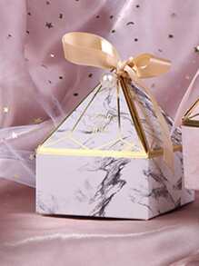 10pcs/set Marble & Letter Graphic Faux Pearl & Bow Decor Gift Box For Graduation Party - Multicolor - View 3