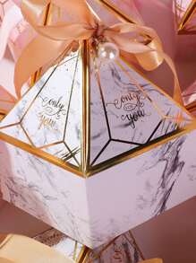 10pcs/set Marble & Letter Graphic Faux Pearl & Bow Decor Gift Box For Graduation Party - Multicolor - View 4