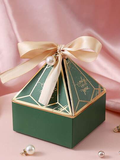 10pcs/set Paper Gift Box, Modern Bow & Faux Pearl Decor Gift Packaging Box For Party