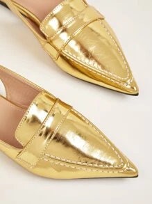 Women Point Toe Flats Glamorous Gold Slingback Flats - Gold - View 4