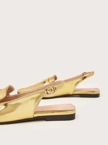 Women Point Toe Flats Glamorous Gold Slingback Flats - Gold - View 5