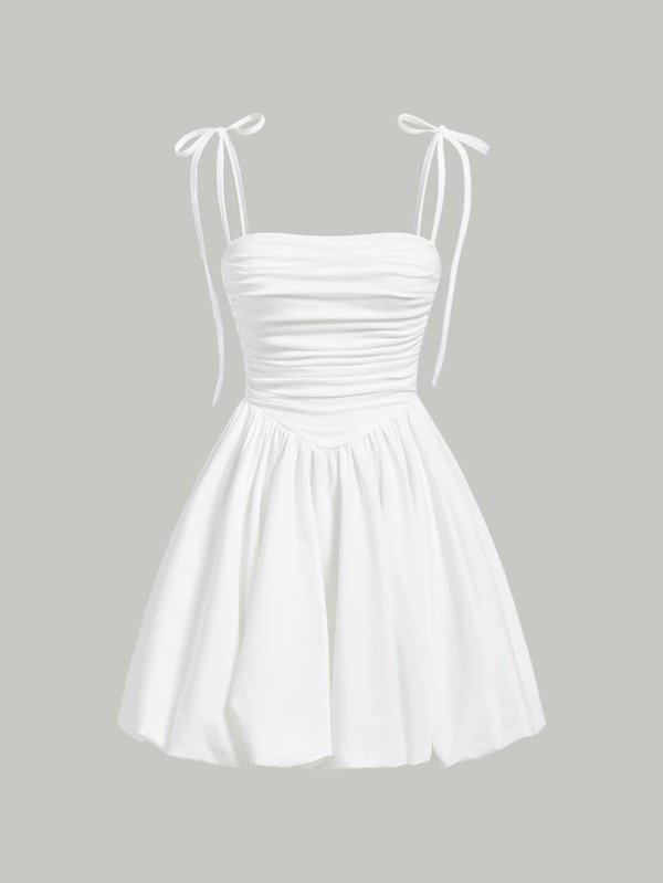 SHEIN MOD Knot Strap Ruched Cami Dress SHEIN UK