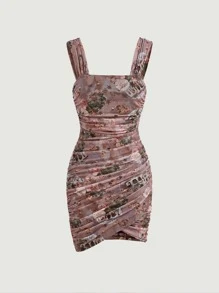 SHEIN MOD Váy ôm sát họa tiết thiên thần và hoa - Nhiều màu - Xem 1