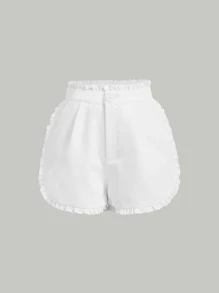 SHEIN MOD 褶邊素色短褲