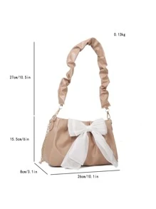 可爱、卡哇伊云纹蝴蝶结装饰褶皱包，适合女士、新手和白领人士，适合女孩、少女，适合女士，适合商务/通勤/工作/办公室，适合节日/度假/假日，礼品包，女士时尚蝴蝶结钱包