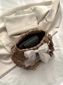 可爱、卡哇伊云纹蝴蝶结装饰褶皱包，适合女士、新手和白领人士，适合女孩、少女，适合女士，适合商务/通勤/工作/办公室，适合节日/度假/假日，礼品包，女士时尚蝴蝶结钱包