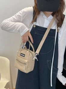 Mini Letter Patch Decor Geantă pătrată