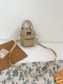 Mini Letter Patch Decor Geantă pătrată