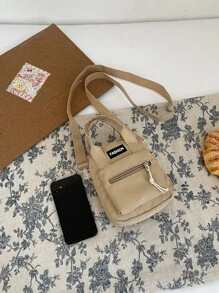 Mini Letter Patch Decor Geantă pătrată