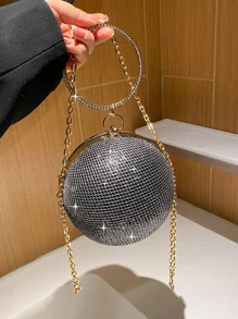 Mini Rhinestone Decor Chain Circle Bag - Multicolor - View 1