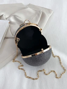 Mini Rhinestone Decor Chain Circle Bag - Multicolor - View 4