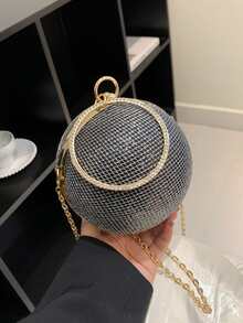 Mini Rhinestone Decor Chain Circle Bag - Multicolor - View 5