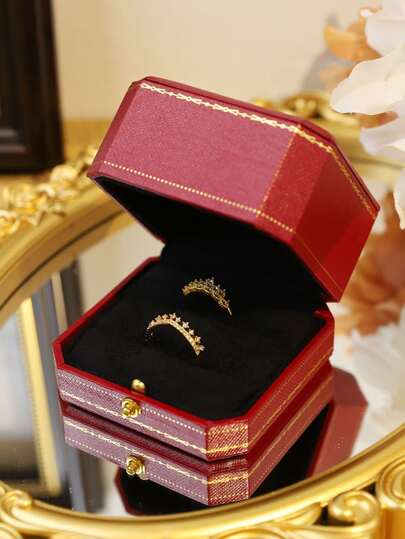 1pc Geometric Design Ring Storage Box, Organizer Storage Box Travel Sun Travel Cool