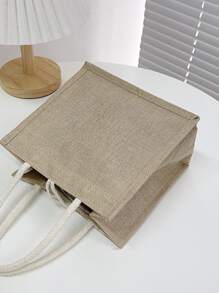 迷你花卉圖案紐扣裝飾方包 - 米色 - 查看 2