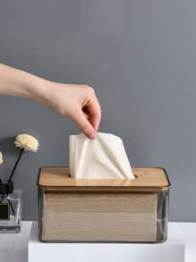 1 hộp lưu trữ khăn giấy PET, hộp đựng khăn giấy trong suốt để bàn - Trong sáng - Xem 1