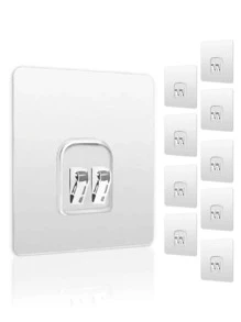 1 cái/10 cái/20 cái Kẹp móng vuốt vô hình trong suốt không cần khoan, Giá treo tường bằng dây sắt, Móc treo bằng thép không gỉ, Móc dính không cần đinh cho giỏ & kệ góc - Trong sáng - Xem 2