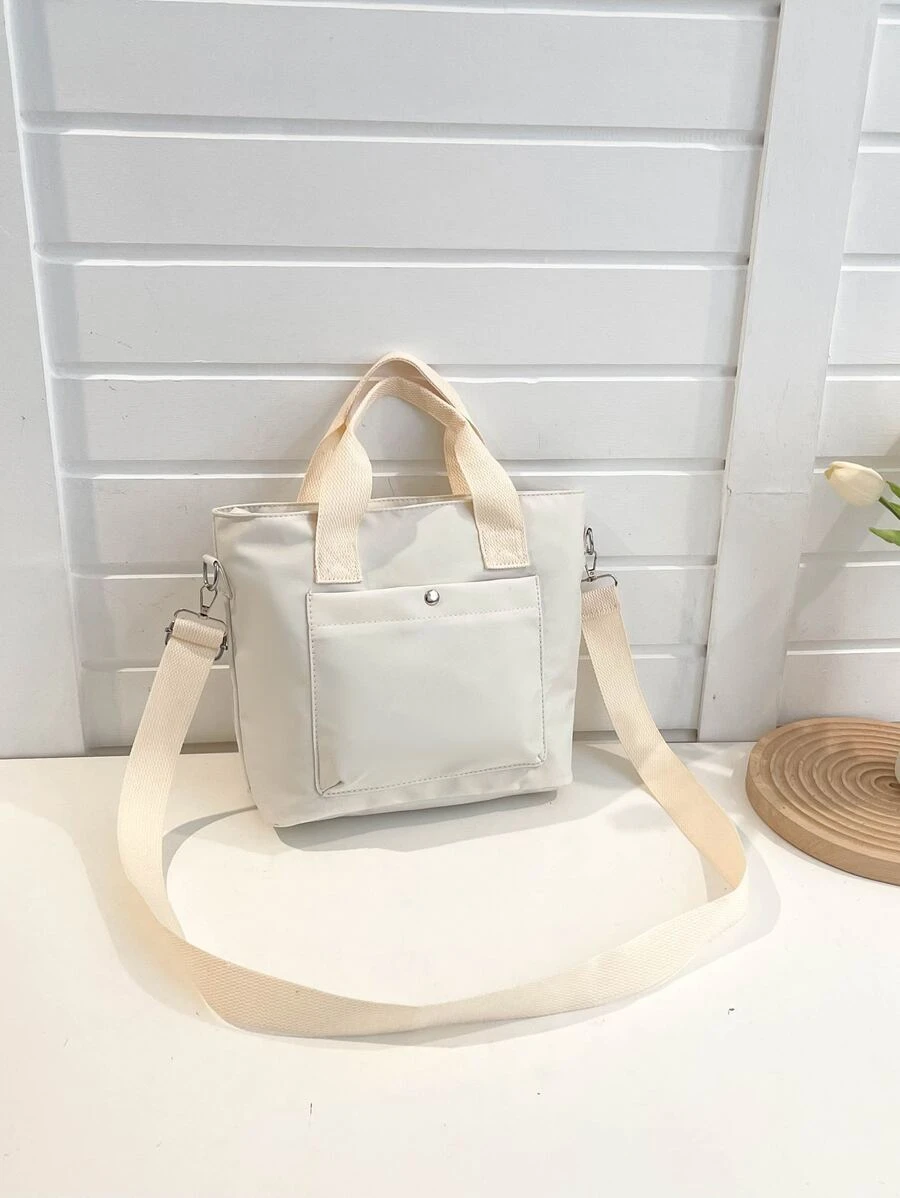 極簡雙把手方包 - 白色 - 查看 1