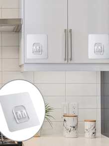 1 cái/10 cái/20 cái Kẹp móng vuốt vô hình trong suốt không cần khoan, Giá treo tường bằng dây sắt, Móc treo bằng thép không gỉ, Móc dính không cần đinh cho giỏ & kệ góc - Trong sáng - Xem 7
