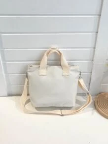 極簡雙把手方包 - 白色 - 查看 3