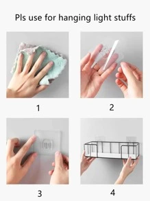 1 cái/10 cái/20 cái Kẹp móng vuốt vô hình trong suốt không cần khoan, Giá treo tường bằng dây sắt, Móc treo bằng thép không gỉ, Móc dính không cần đinh cho giỏ & kệ góc - Trong sáng - Xem 8