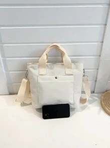 極簡雙把手方包 - 白色 - 查看 6