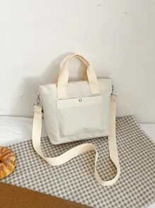 極簡雙把手方包 - 白色 - 查看 7