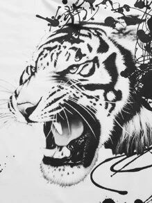 GENTILAND 男士老虎印花T恤 - 白色 - 查看 4