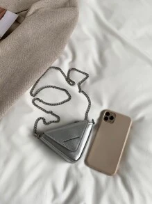 Girls Metallic Letter Graphic Novelty Bag - Silver - View 2