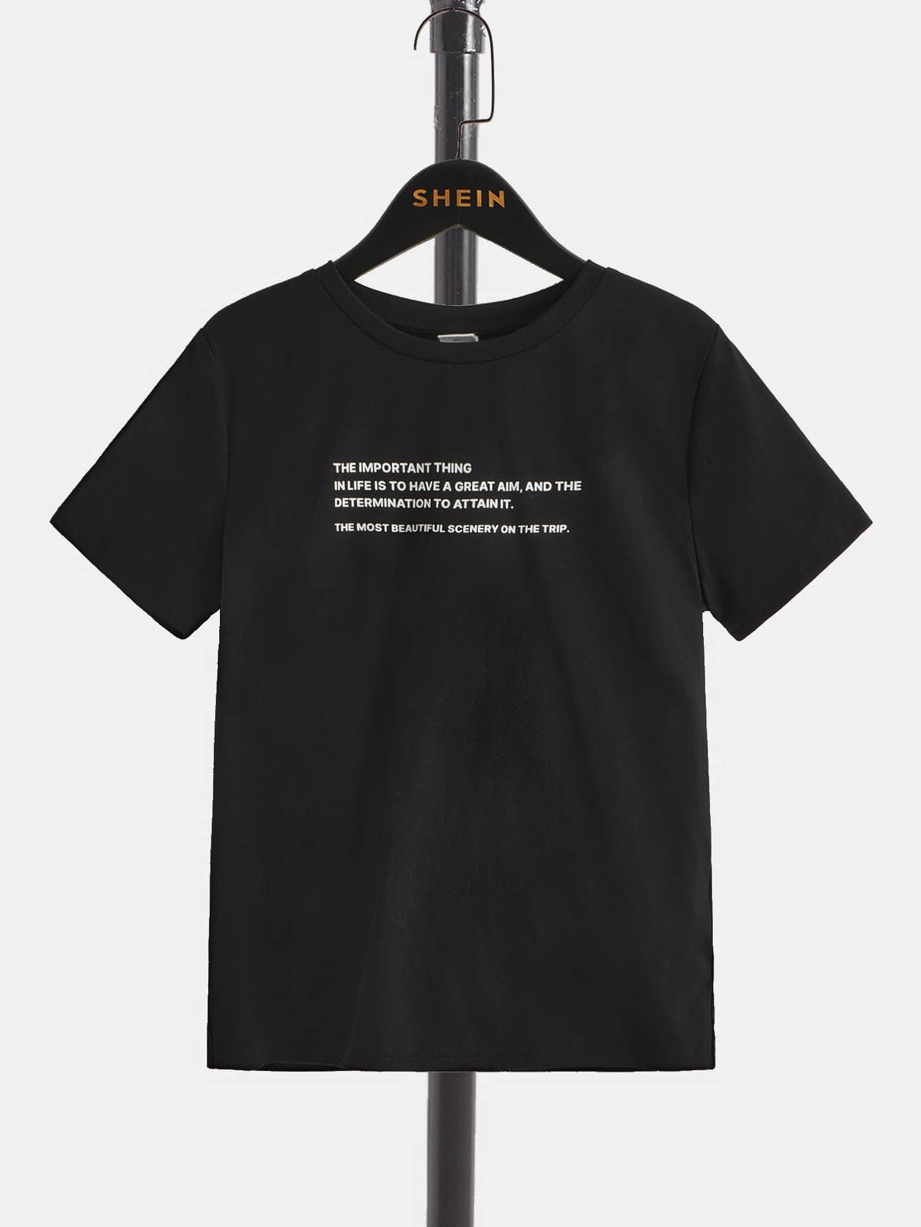 SHEIN Boys Slogan & Palm Tree Print Tee & Drawstring Waist Shorts - Dusty Blue - View 2